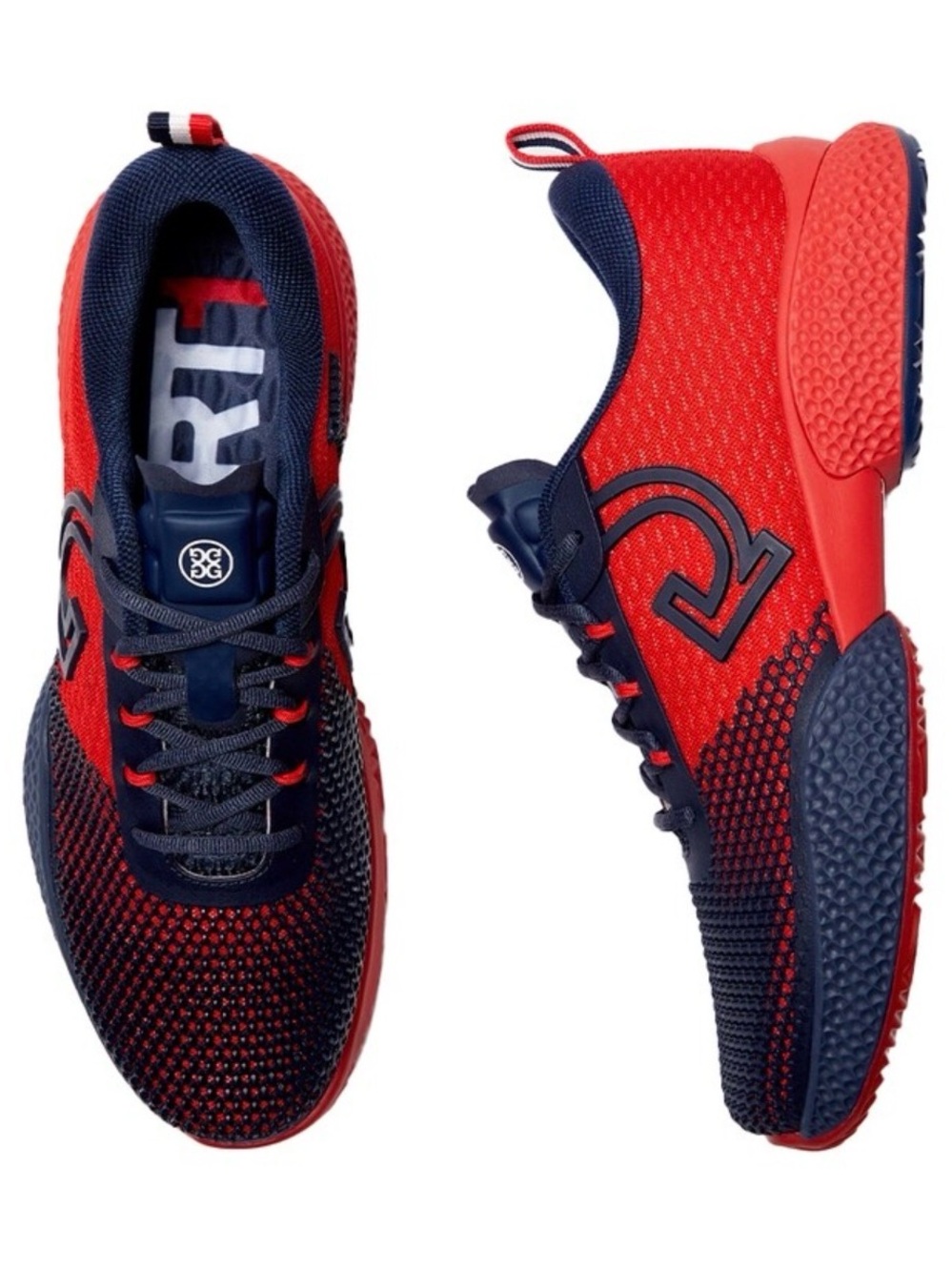 G/FORE Men's Red and Navy Knit Athletic Sneakers